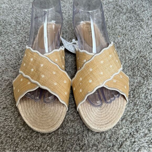 NWOB J. Crew Scalloped polka-dot slide sandals in Polkadot Raffia | Size 9 - Picture 5 of 6